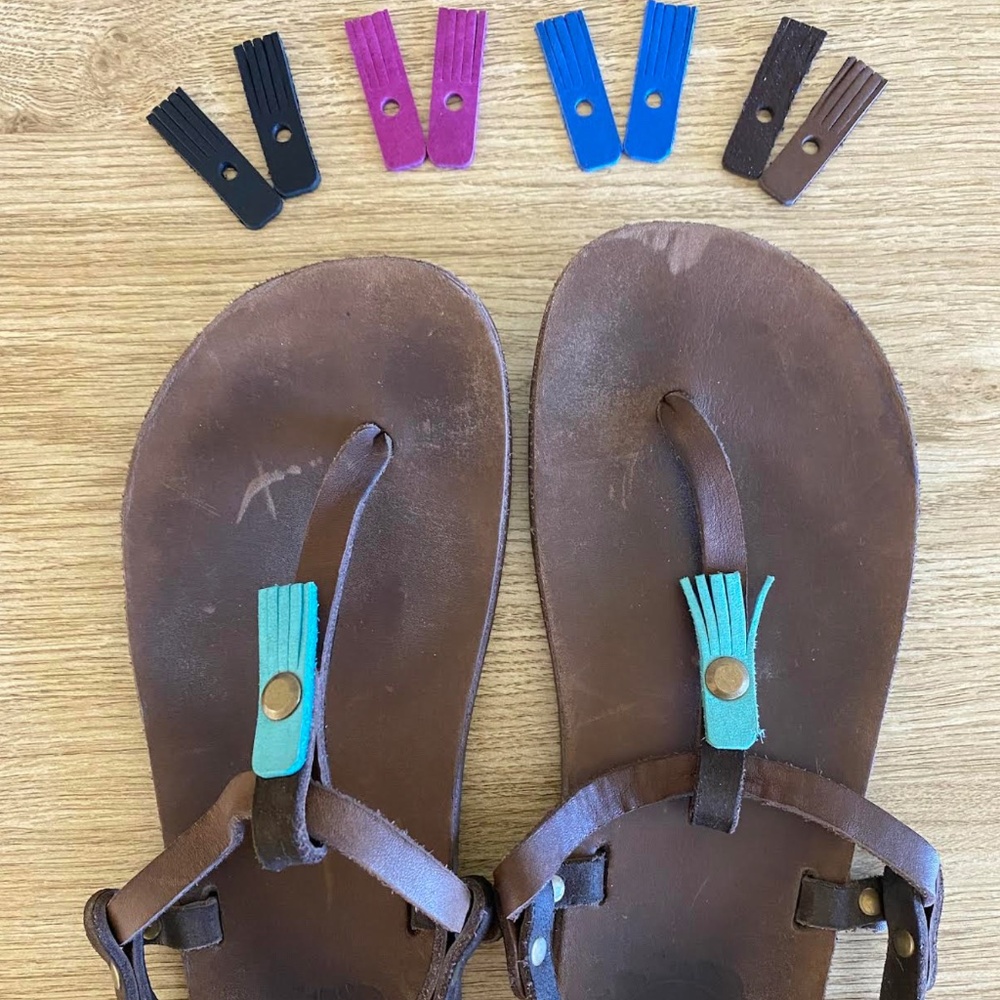 🌿 Luna Brujita Barefoot Sandals – Size 7–7.5 | Vibram Sole + Changeable Tassels
